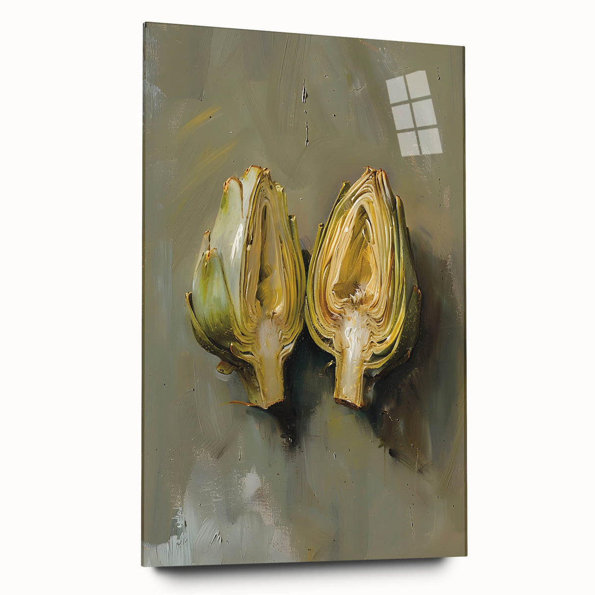 Large abstract wall art of colorful fruits on acrylic glass, ideal for bedroom or dining room decor.