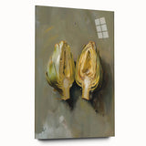 Large abstract wall art of colorful fruits on acrylic glass, ideal for bedroom or dining room decor.