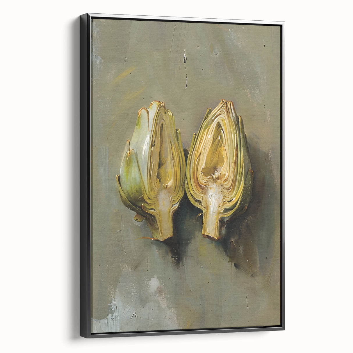 Black and white landscape art painting of fruits on a framed canvas, suitable for bedroom wall decor.