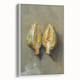 Vintage poster art featuring a colorful array of fruits on a large framed canvas, ideal for living room decor.