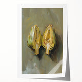 Rolled print featuring an array of vibrant fruits on a stark white background, ideal for art wall dining room.