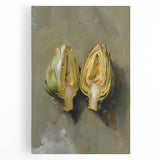 Black and white canvas print featuring assorted fruits, ideal for kitchen wall art.