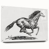 Minimalist Galloping Horse Wall Art - Modern Black and White Decor