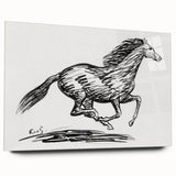 Minimalist Galloping Horse Wall Art - Modern Black and White Decor