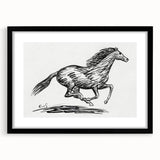 Minimalist Galloping Horse Wall Art - Modern Black and White Decor