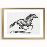 Minimalist Galloping Horse Wall Art - Modern Black and White Decor