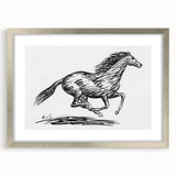 Minimalist Galloping Horse Wall Art - Modern Black and White Decor