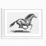 Minimalist Galloping Horse Wall Art - Modern Black and White Decor