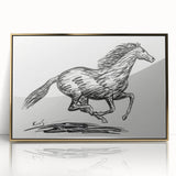 Minimalist Galloping Horse Wall Art - Modern Black and White Decor