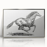 Minimalist Galloping Horse Wall Art - Modern Black and White Decor