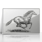 Minimalist Galloping Horse Wall Art - Modern Black and White Decor