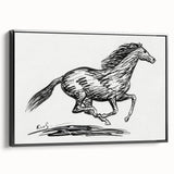 Minimalist Galloping Horse Wall Art - Modern Black and White Decor