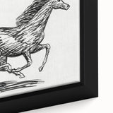 Minimalist Galloping Horse Wall Art - Modern Black and White Decor