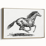 Minimalist Galloping Horse Wall Art - Modern Black and White Decor