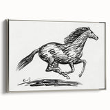 Minimalist Galloping Horse Wall Art - Modern Black and White Decor