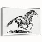 Minimalist Galloping Horse Wall Art - Modern Black and White Decor