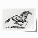 Minimalist Galloping Horse Wall Art - Modern Black and White Decor