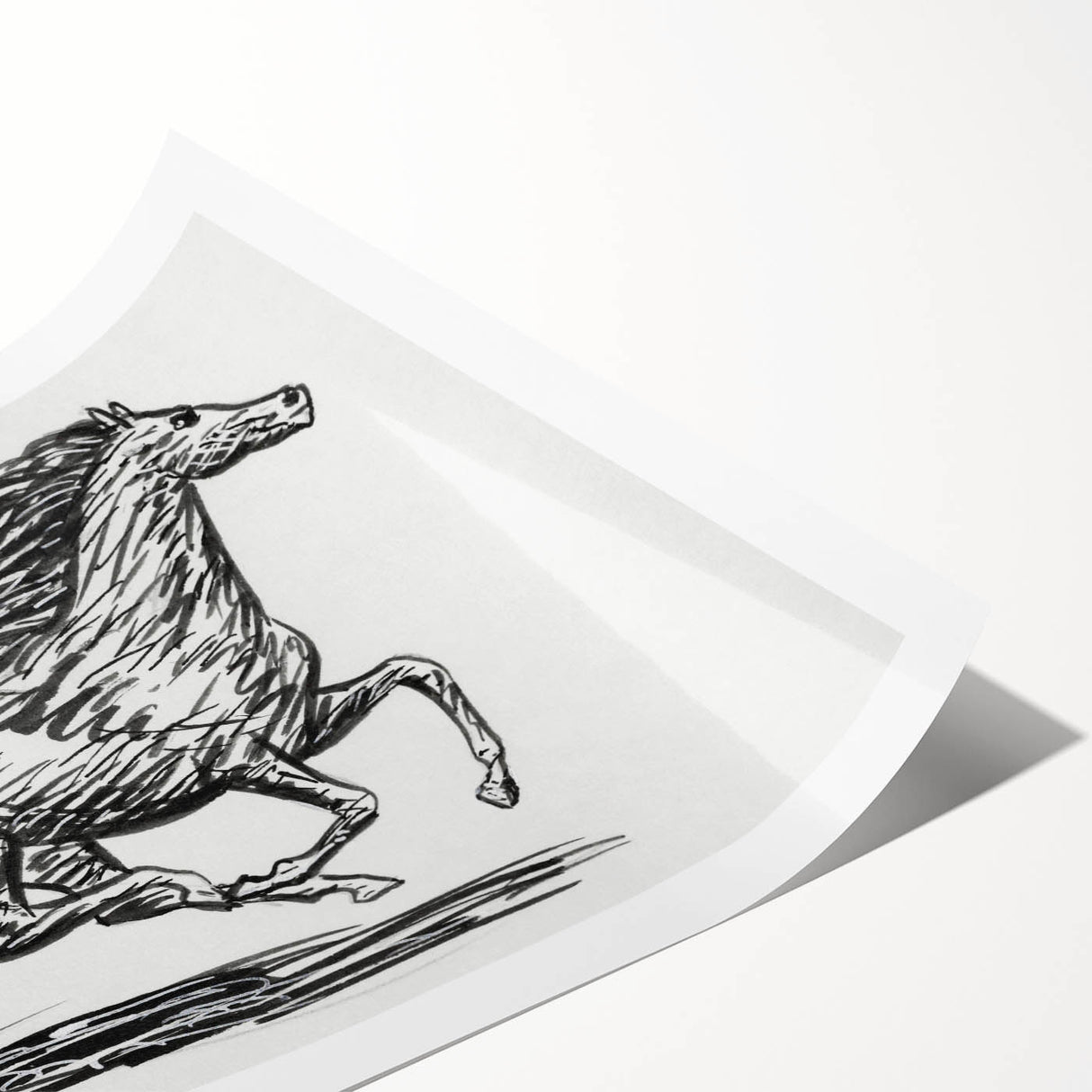Minimalist Galloping Horse Wall Art - Modern Black and White Decor