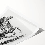 Minimalist Galloping Horse Wall Art - Modern Black and White Decor