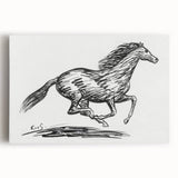 Minimalist Galloping Horse Wall Art - Modern Black and White Decor