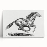 Minimalist Galloping Horse Wall Art - Modern Black and White Decor