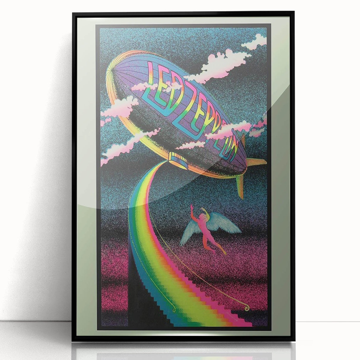 Led Zeppelin Rainbow Zeppelin Poster | Retro 1970s Music Wall Art