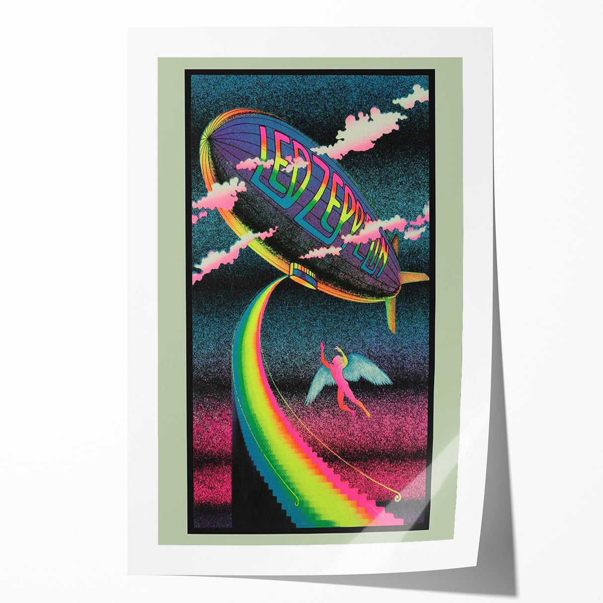 Led Zeppelin Rainbow Zeppelin Poster | Retro 1970s Music Wall Art