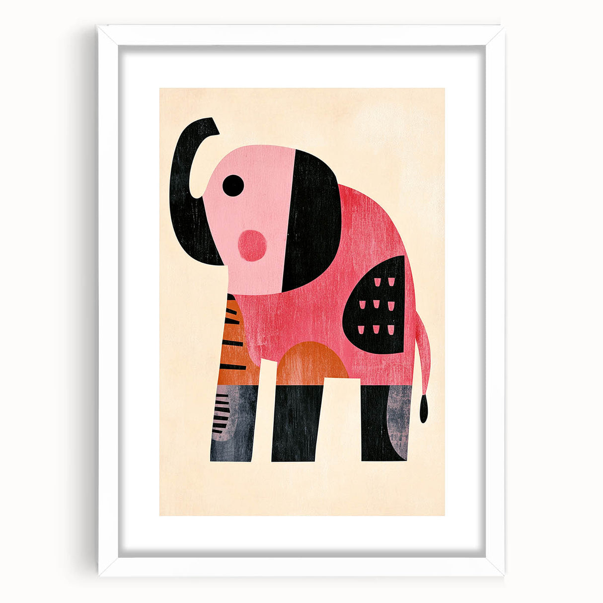 Modern Geometric Elephant Girls Room Wall Art – Kids Art Print