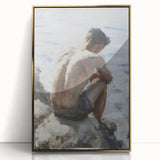 Abstract figurative wall art in a gold-framed acrylic display, showcasing vibrant colors and dynamic shapes, perfect for modern home decor. Ideal focal point for living spaces or art enthusiasts.