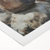 Abstract figurative rolled canvas artwork showcasing vibrant colors and dynamic shapes, ideal for modern home decor. Packaged securely in a cardboard tube.