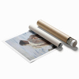 Abstract figurative art print showcasing vibrant colors and dynamic shapes, rolled for shipping in a protective cardboard tube, perfect for contemporary decor.