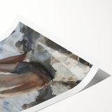 Abstract figurative wall art print showcasing vibrant colors and dynamic shapes, rolled for delivery in a protective cardboard tube, perfect for modern decor.