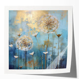 Abstract floral art print displayed on a glossy surface, showcasing vibrant colors and intricate details, perfect for modern home decor or office aesthetics.