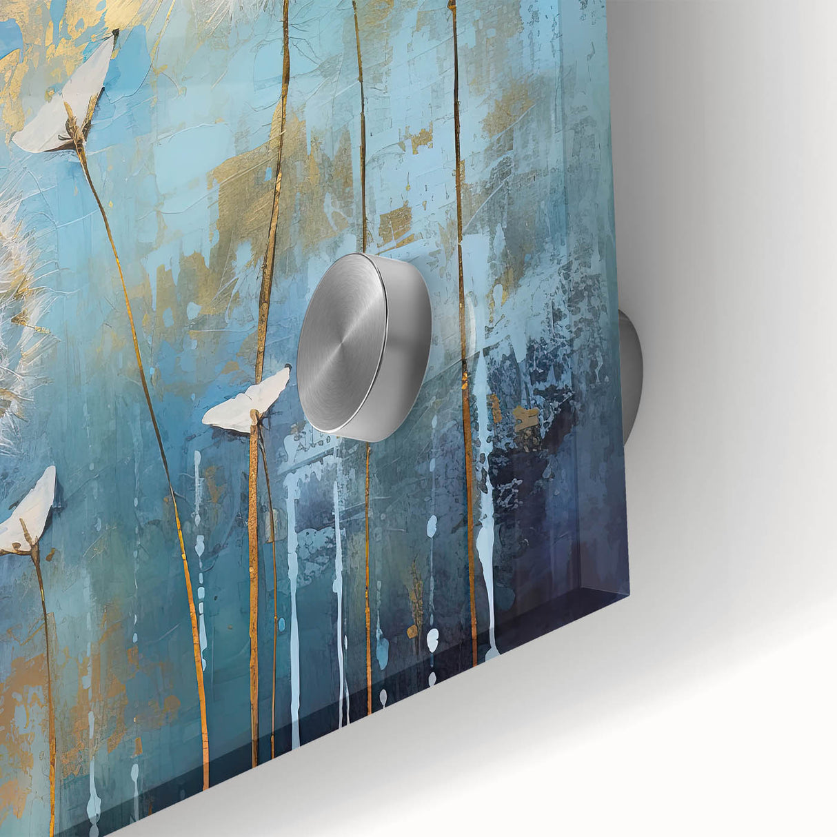 Close-up of an abstract floral design on acrylic glass, showcasing vibrant colors and intricate details that enhance any modern decor. Perfect for contemporary art lovers.