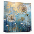 Abstract floral acrylic glass artwork displayed from a side view, showcasing vibrant colors and intricate details, secured with decorative pins for an artistic touch.