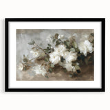 Abstract floral frame artwork with a black mat, showcasing vibrant colors and intricate designs, perfect for home decor in modern settings.