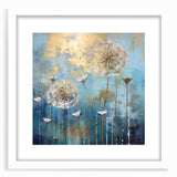 Abstract floral frame featuring a white mat, showcasing vibrant, colorful blooms against a neutral background, perfect for home decor or art displays. Ideal for adding a touch of elegance and nature to any room.