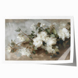 Vibrant abstract floral design rolled canvas print showcasing a blend of bold colors and intricate patterns, elegantly packaged in a protective cardboard tube.