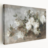 Abstract floral canvas artwork showcasing vibrant colors and intricate patterns in a side view, perfect for modern home decor and artistic enhancement.