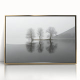 Framed acrylic artwork showcasing an abstract landscape design with gold accents, perfect for modern home decor. Ideal for enhancing living spaces with style.