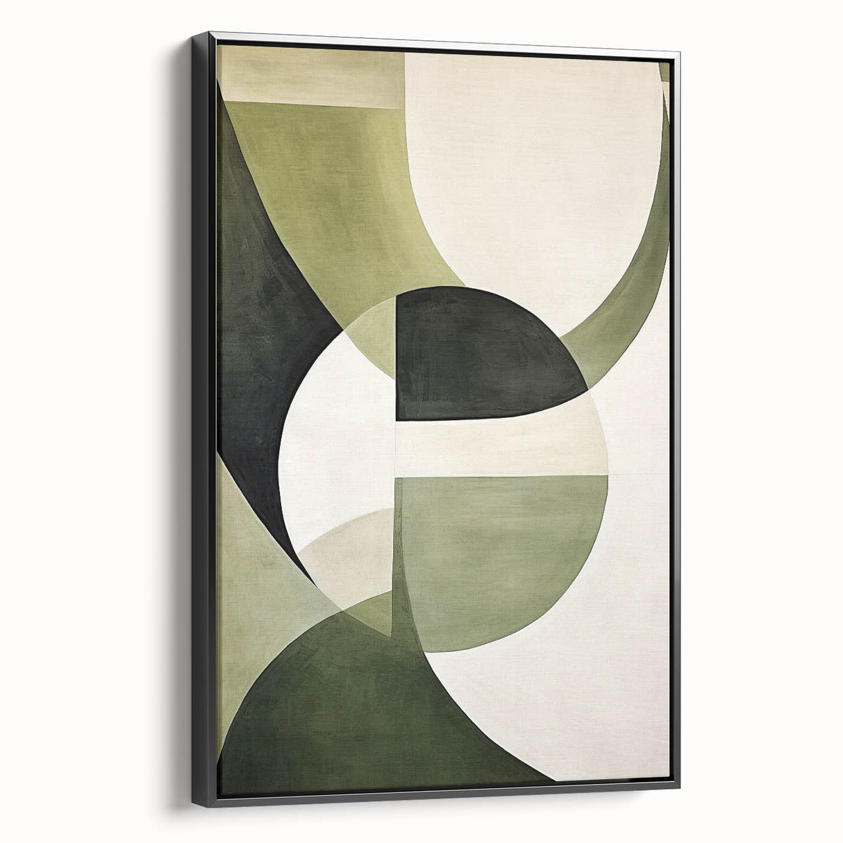 Framed canvas wall art featuring an abstract minimalist design in black, showcasing a sleek side view that highlights its elegant lines and modern aesthetic. Ideal for contemporary home decor.