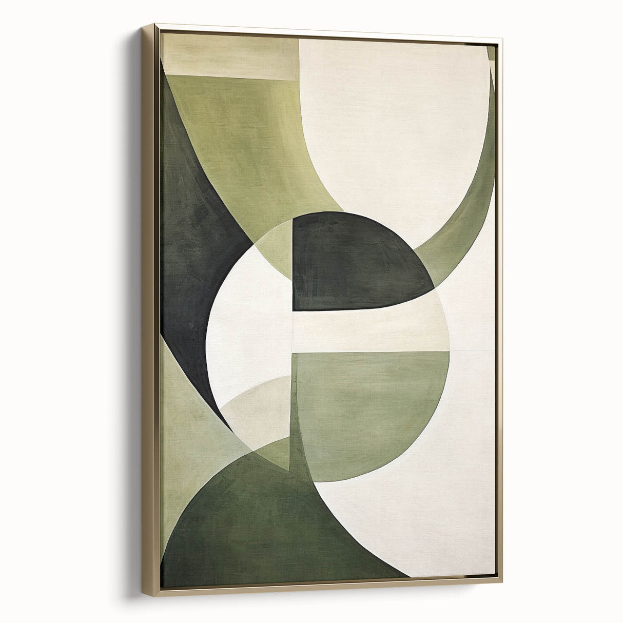 Framed abstract minimalist wall art in gold tones, showcasing a sleek side view, perfect for modern home decor and art enthusiasts seeking stylish elegance.