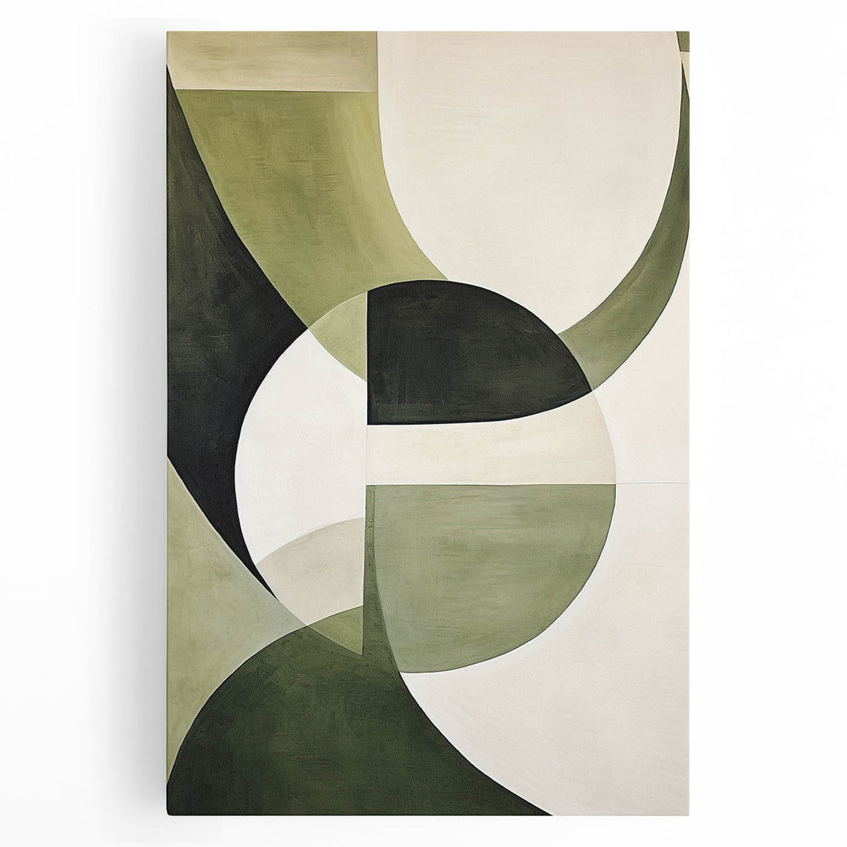 Abstract minimalist wall art on stretched canvas, showcasing soft pastel colors and geometric shapes, perfect for modern home decor and gallery walls.