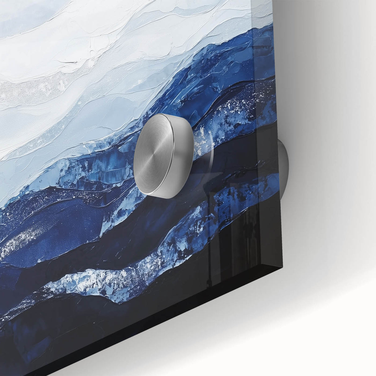 Contemporary Abstract Canvas – Blue and Silver Mountain Art