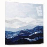 Contemporary Abstract Canvas – Blue and Silver Mountain Art