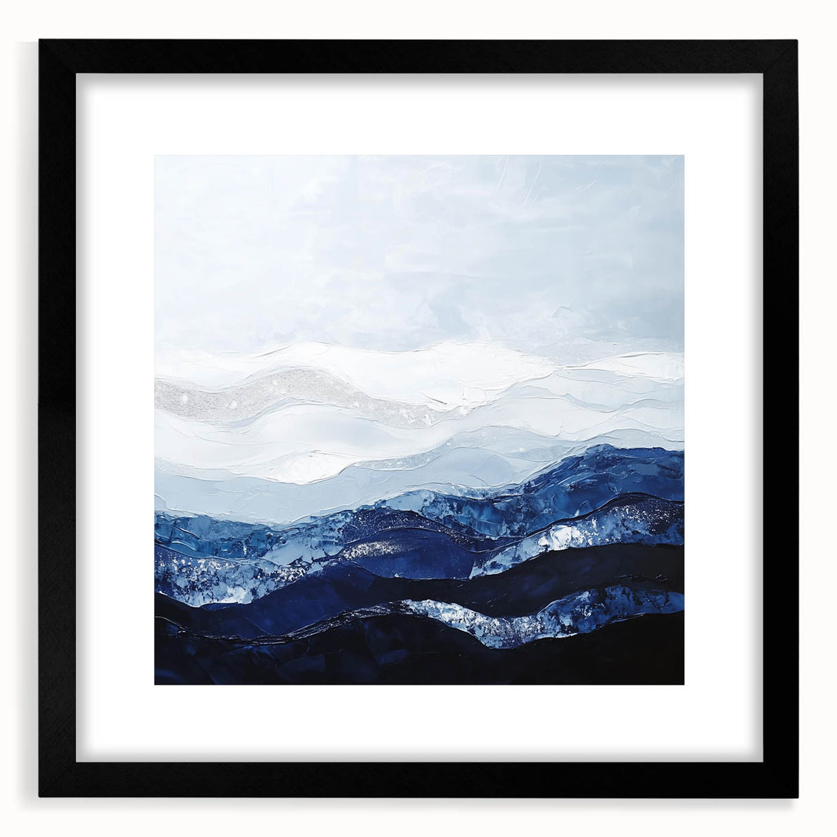 Contemporary Abstract Canvas – Blue and Silver Mountain Art
