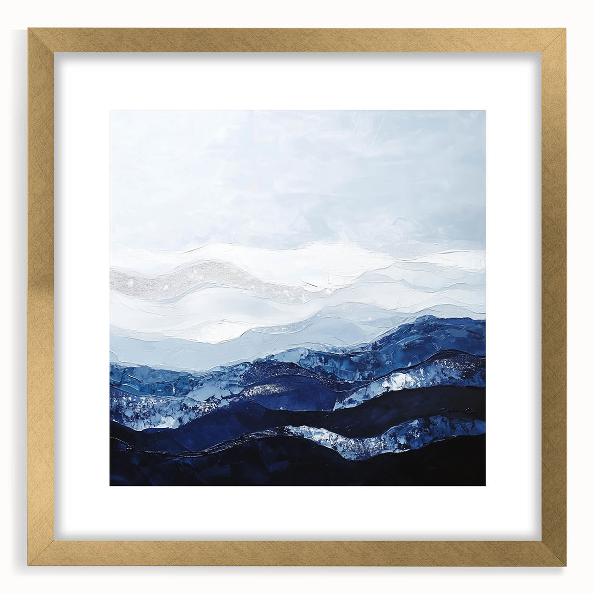 Contemporary Abstract Canvas – Blue and Silver Mountain Art