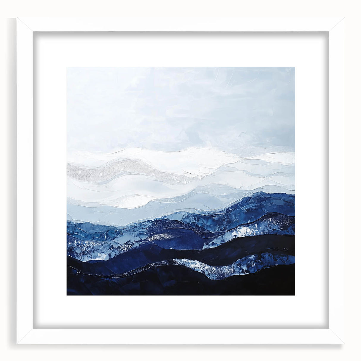 Contemporary Abstract Canvas – Blue and Silver Mountain Art