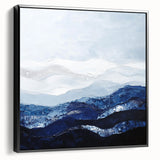 Contemporary Abstract Canvas – Blue and Silver Mountain Art