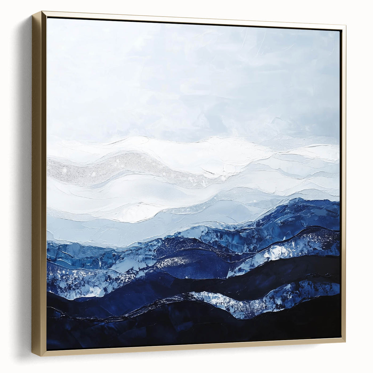 Contemporary Abstract Canvas – Blue and Silver Mountain Art